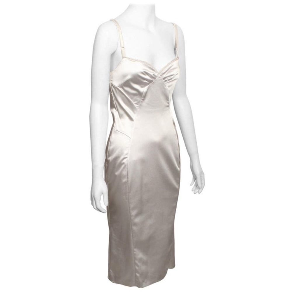 Vintage Dolce & Gabbana silver/ white satin slip dress